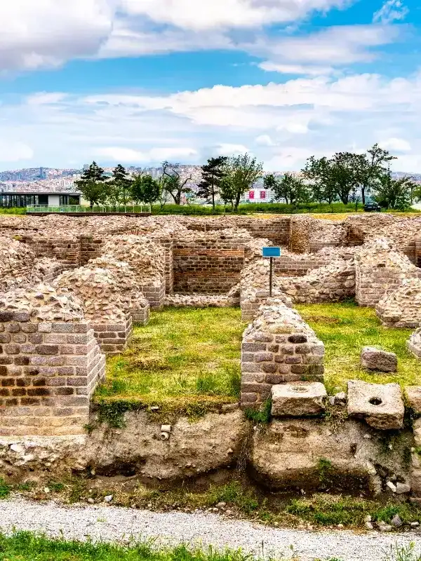 Roman Baths of Ankara in Turkey featuring ancient stone ruins, brick walls, and historic Roman archaeological site
